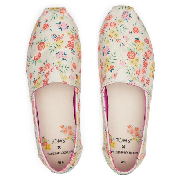Toms Women's Alpargata Natural Paper Source Spring Florals Sneakers Size 11 - Picture 2 of 6
